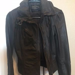 ALLSAINTS Black/Brown Leather Jacket